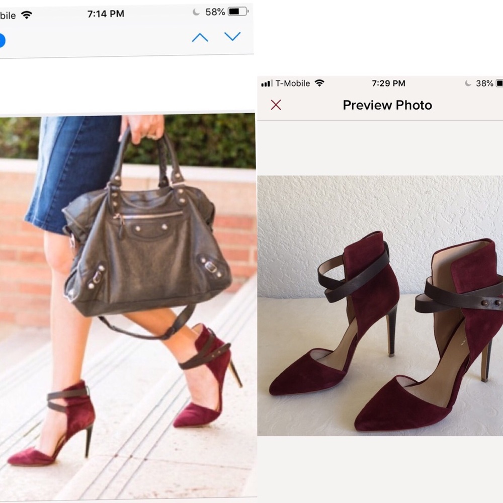 JOE'S JEANS Red Burgundy Suede Laney Pumps